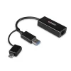 Convertitore Lindy USB 3.2 Gen 1 Gigabit Ethernet con filo USB Ethernet 5000 Mbit/s nero