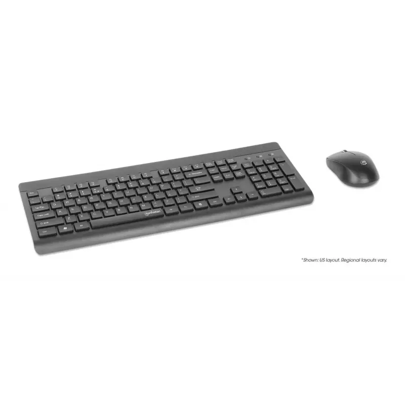 Tastiera Manhattan 180771 wireless QWERTY nera con mouse incluso