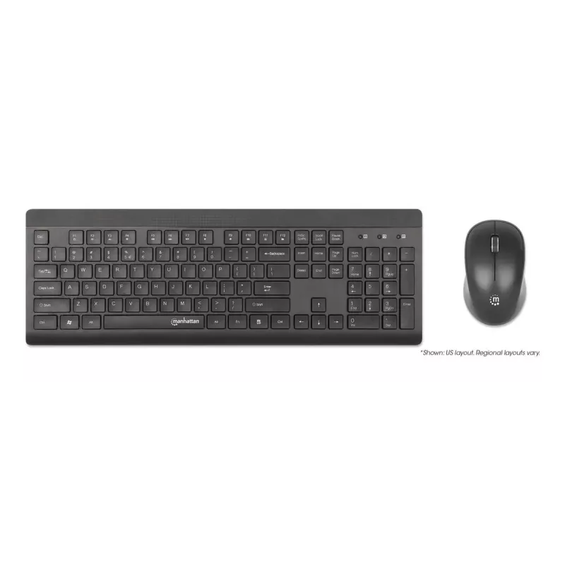 Tastiera Manhattan 180771 wireless QWERTY nera con mouse incluso