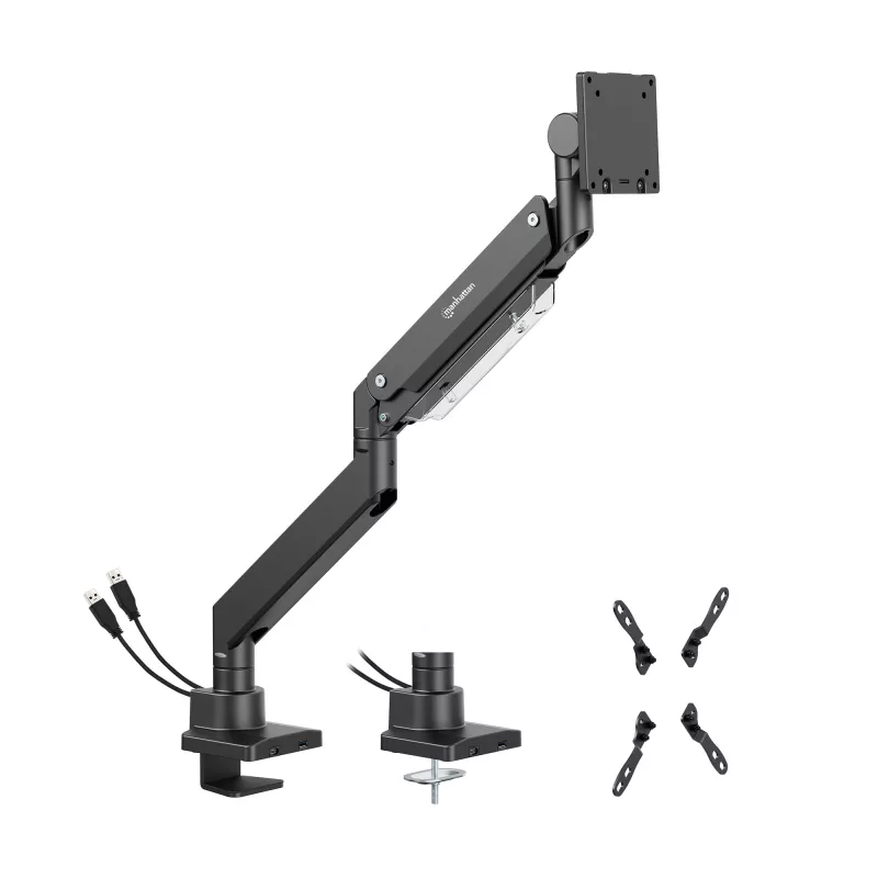 Manhattan Supporto da scrivania per 1 monitor da 17-57 pollici, 27 kg, con porte USB