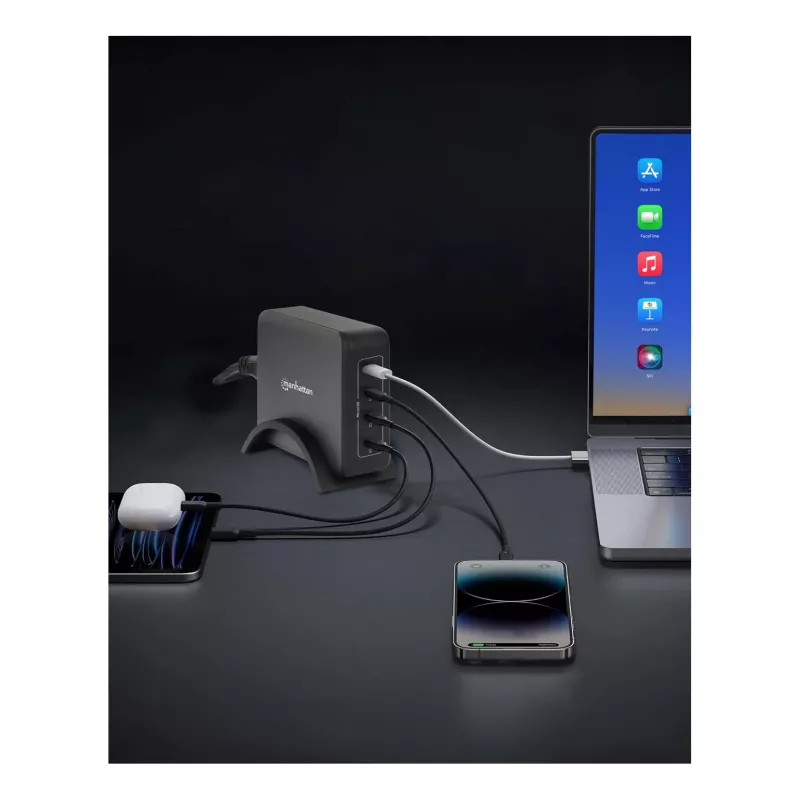 Manhattan 102667 stazione di ricarica GaN USB Power Delivery a 4 porte, 240 W