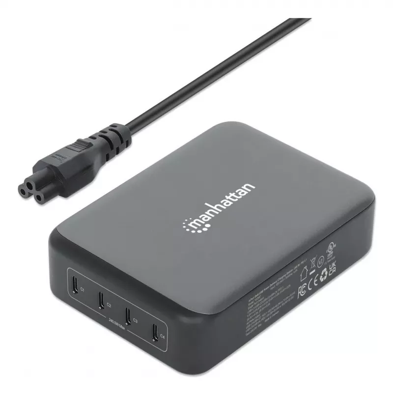 Manhattan 102667 stazione di ricarica GaN USB Power Delivery a 4 porte, 240 W
