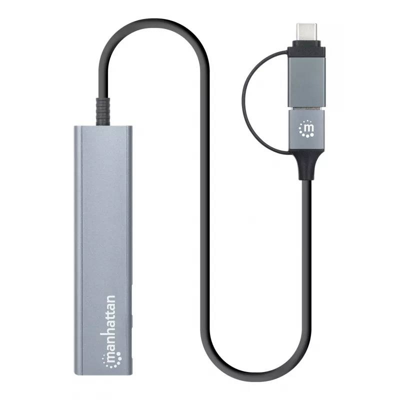 Dock/hub combo USB-C e USB-A Manhattan 4 porte 5 Gbps alluminio