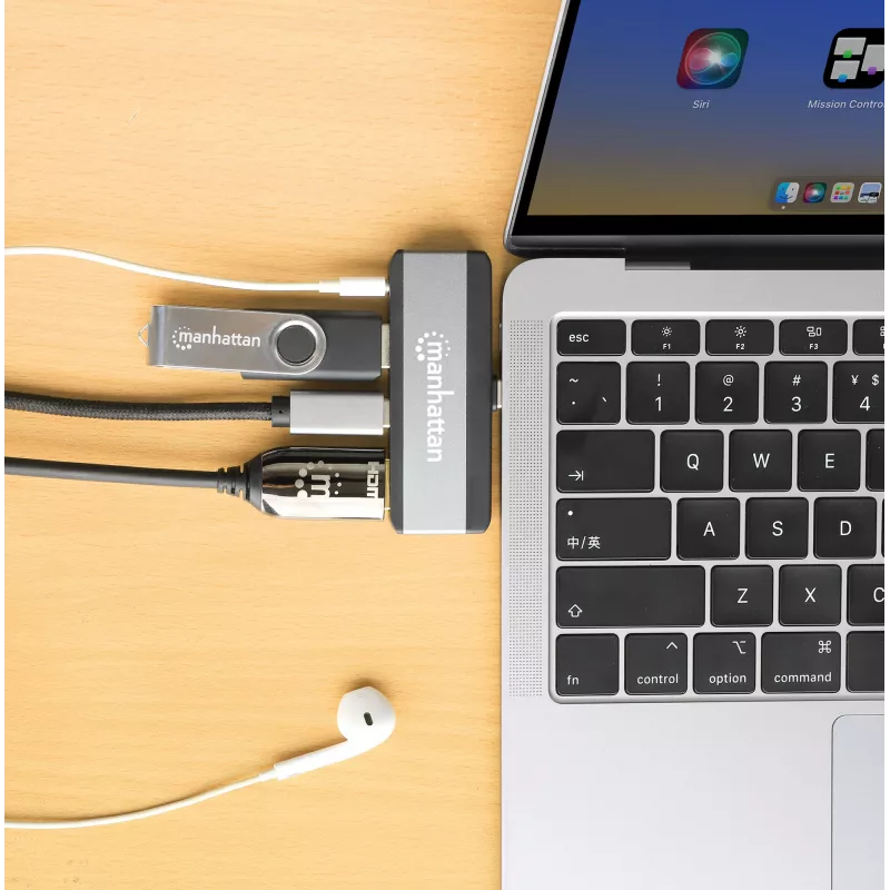 Dock da viaggio USB-C Manhattan 190404 4 porte HDMI USB-A USB-C 3,5 mm