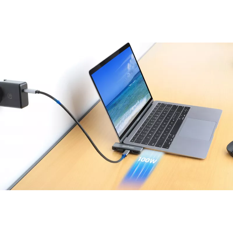 Dock da viaggio USB-C Manhattan 190404 4 porte HDMI USB-A USB-C 3,5 mm