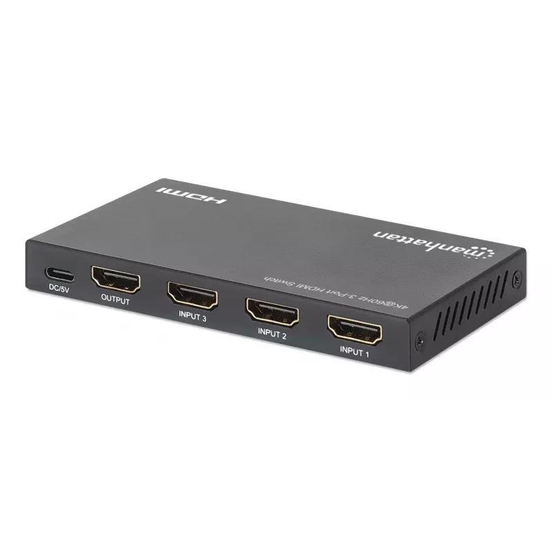 Switch HDMI 3x1 MANHATTAN 18G automatico manuale telecomando IR nero