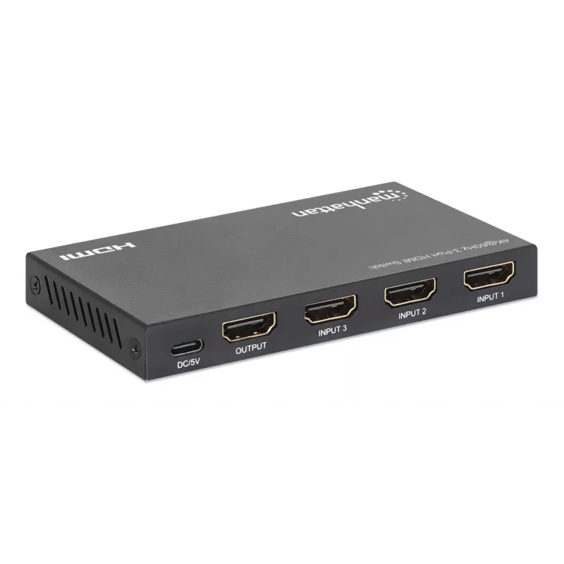Switch HDMI 3x1 MANHATTAN 18G automatico manuale telecomando IR nero