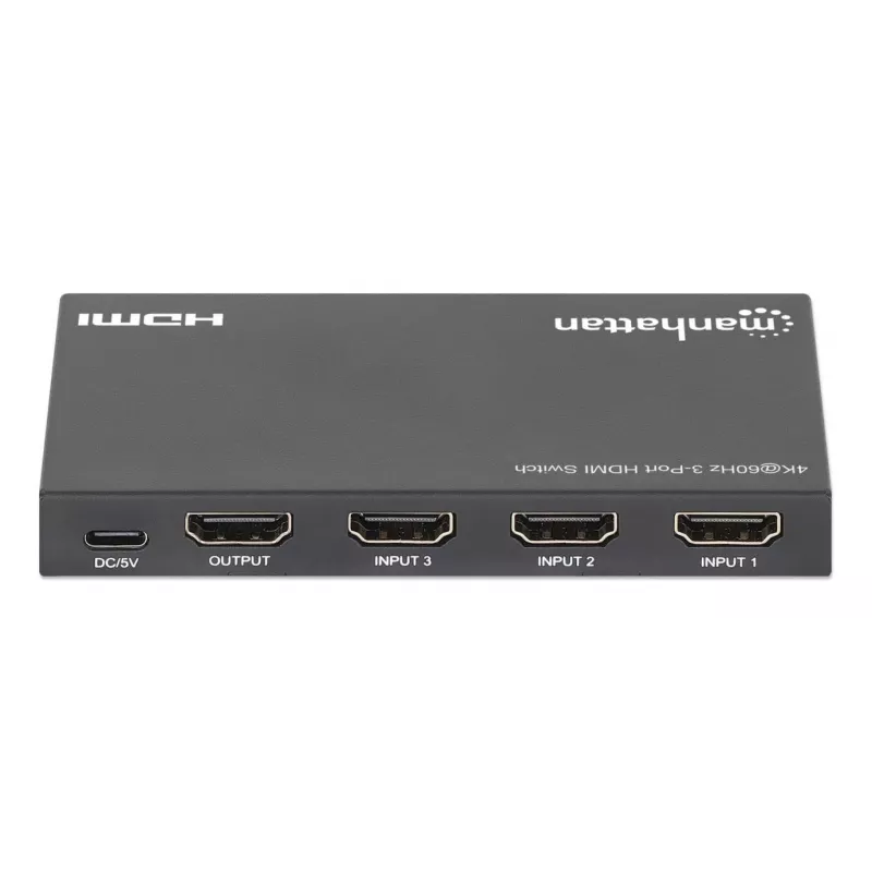 Switch HDMI 3x1 MANHATTAN 18G automatico manuale telecomando IR nero