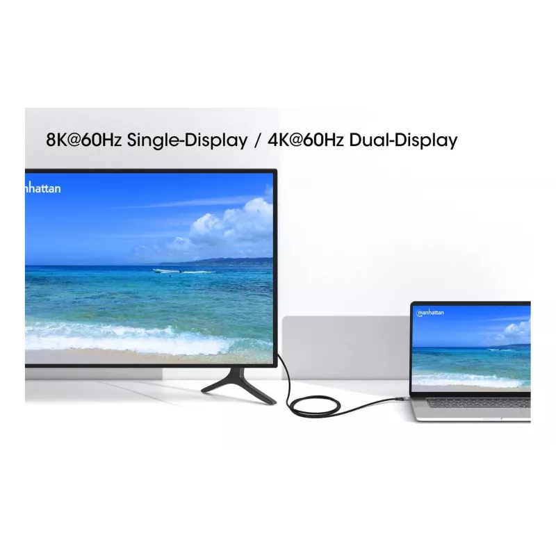 Cavo USB-C maschio su USB-C maschio Manhattan 2m USB4 Gen 3x2 8K 60Hz