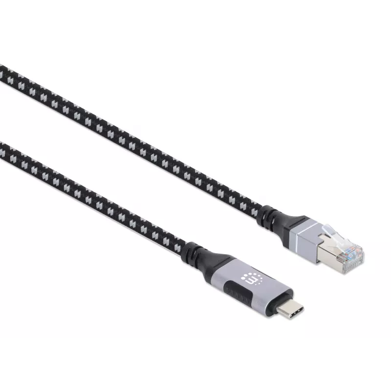 Cavo Manhattan USB-C a Gigabit rete Ethernet RJ45 2m nero/argento