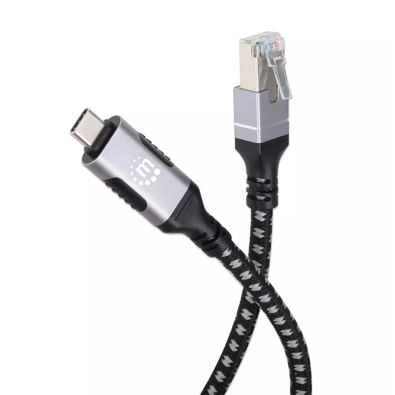 Cavo Manhattan USB-C a Gigabit rete Ethernet RJ45 2m nero/argento