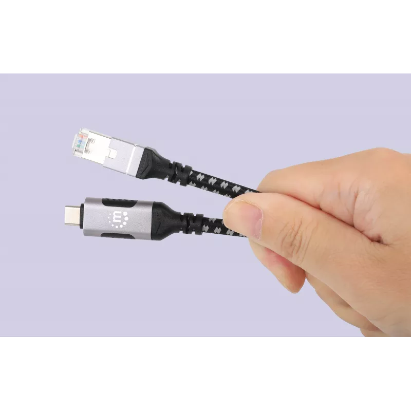 Cavo Manhattan USB-C a Gigabit rete Ethernet RJ45 2m nero/argento