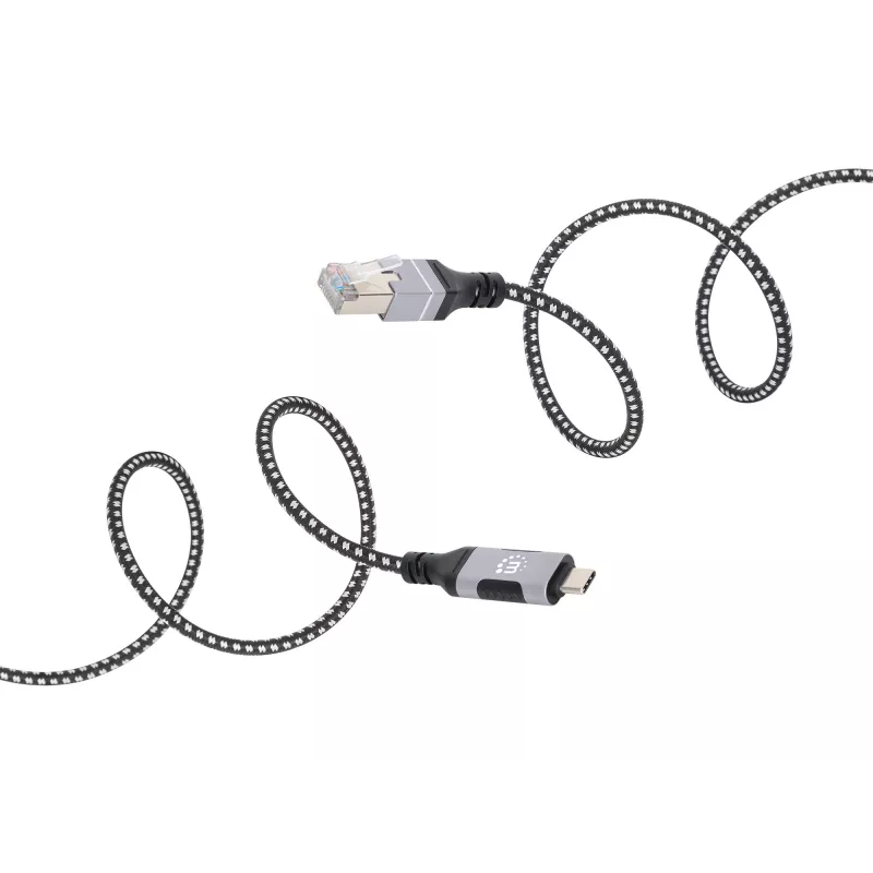 Cavo Manhattan USB-C a Gigabit rete Ethernet RJ45 2m nero/argento