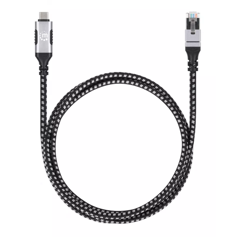 Cavo Manhattan USB-C a Gigabit rete Ethernet RJ45 2m nero/argento