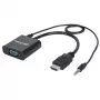 Cavo convertitore Manhattan HDMI a VGA (con audio), 1080p, 30 cm, maschio su femmina, ingresso alimentazione Micro-USB per alimentazione aggiuntiva se necessario, nero, garanzia tre anni