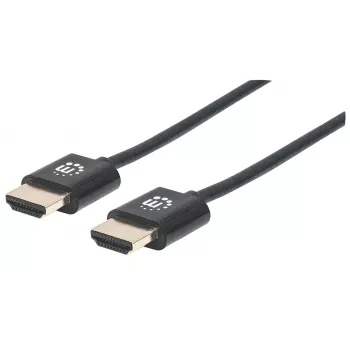 Cavo Manhattan HDMI con Ethernet (Ultra Thin), 4K@60Hz (Premium High Speed), 0,5 m, maschio su maschio, nero, Ultra HD 4k x 2k, completamente schermato, contatti dorati, garanzia a vita