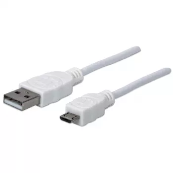 Cavo Manhattan USB-A a Micro-USB, 1m, maschio su maschio, bianco, 480 Mbit/s (USB 2.0), Hi-Speed USB, garanzia a vita, equivalente a USBPAUB1MW.