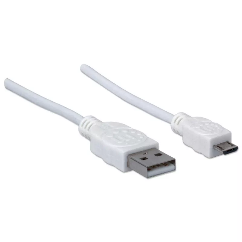 Manhattan 324069 Cavo Hi-Speed USB 2.0, da USB-A a Micro-USB, maschio-maschio, 1,8 m, bianco