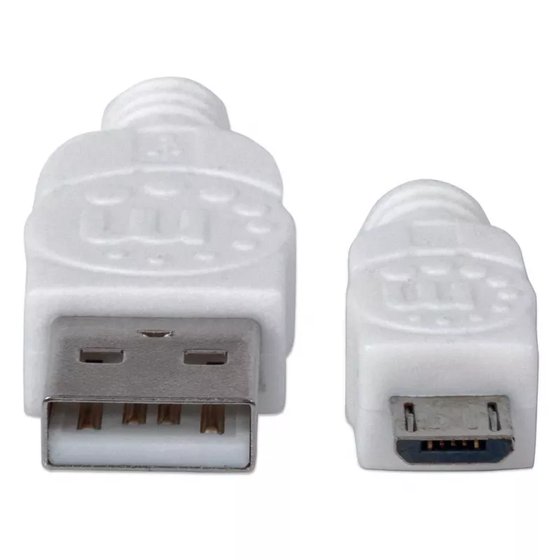 Manhattan 324069 Cavo Hi-Speed USB 2.0, da USB-A a Micro-USB, maschio-maschio, 1,8 m, bianco
