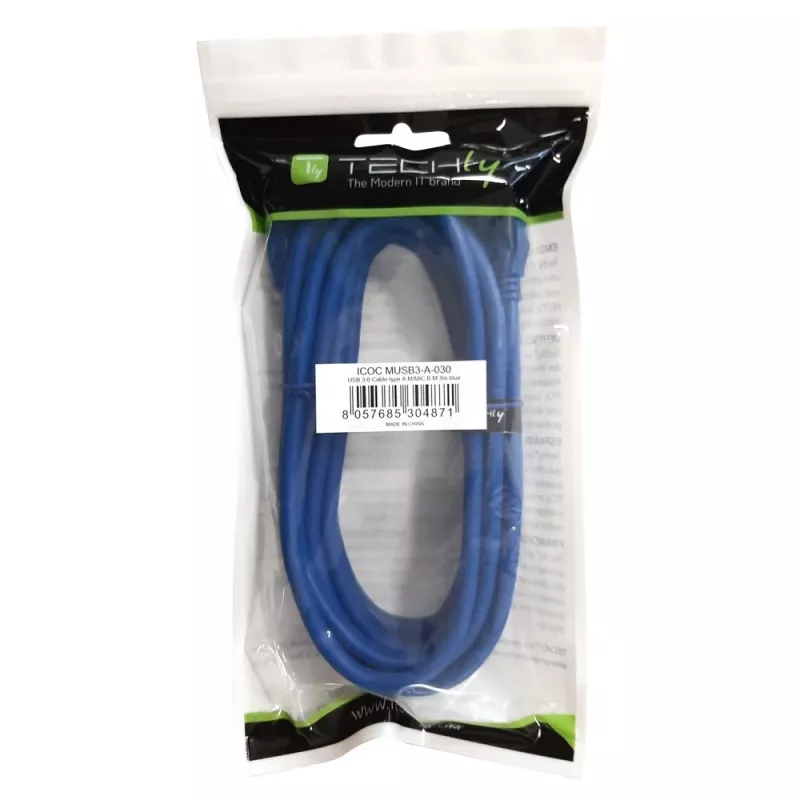 Cavo USB TECHLY ICOC-MUSB3-A-005 — USB A su Micro-USB B, USB 3.2 Gen 1 (5 Gbit/s), 0,5 m, blu