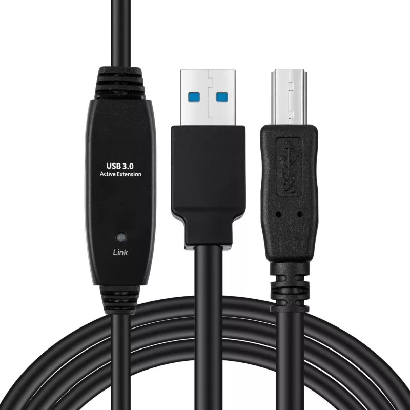 Cavo attivo USB 3.2 Gen 1 A-B MicroConnect 10 m, nero, USB A su USB B
