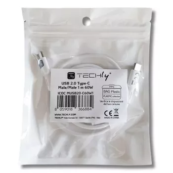 Techly ICOC-MUSB20-C60W1 Cavo USB USB 2.0 1 m USB-C bianco