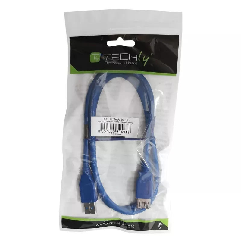 Techly Cavo di prolunga USB 3.0 A maschio / A femmina 3 m blu ICOC U3-AA-30-EX