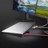 Lindy DST-Mini XT 810, mini docking station per laptop USB-C con display singolo (8K) o doppio display (4K60) e ricarica passante 100W
