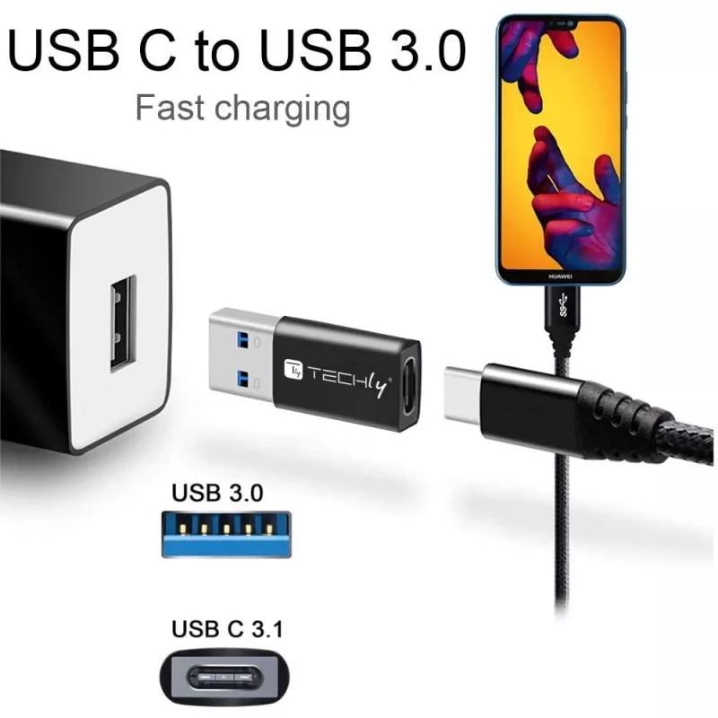 Adattatore USB Techly IADAP USB3-AFT USB A a USB C nero