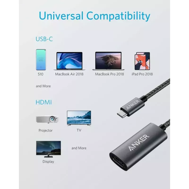 Adattatore grafico USB Anker A83120A1 — USB 3.2 Gen 1, nero/grigio, cavo 0,15 m