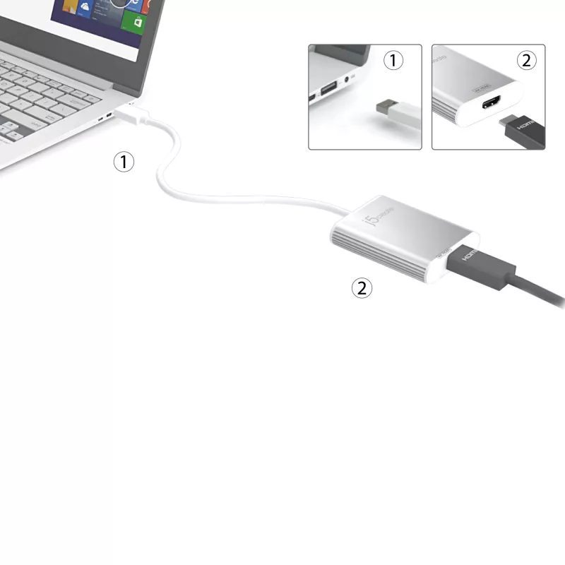 Adattatore display j5create JUA354 USB 3.0 a 4K HDMI argento