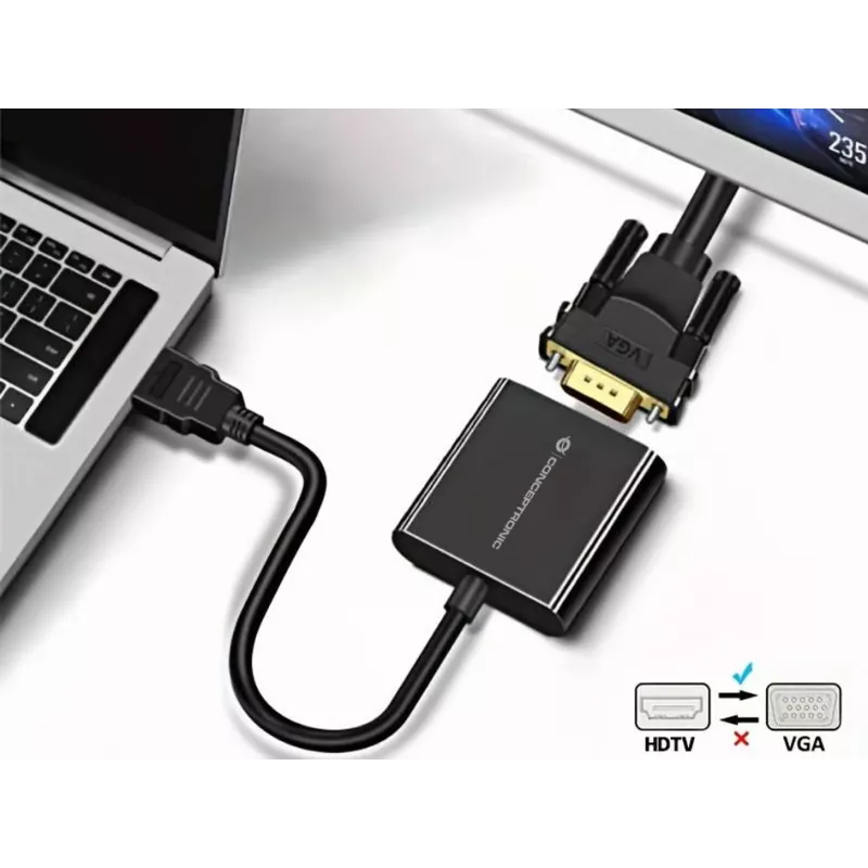 Adattatore Conceptronic ABBY20B HDMI a VGA, 0,25 m, HDMI tipo A (standard), VGA (D-Sub), maschio, femmina, dritto