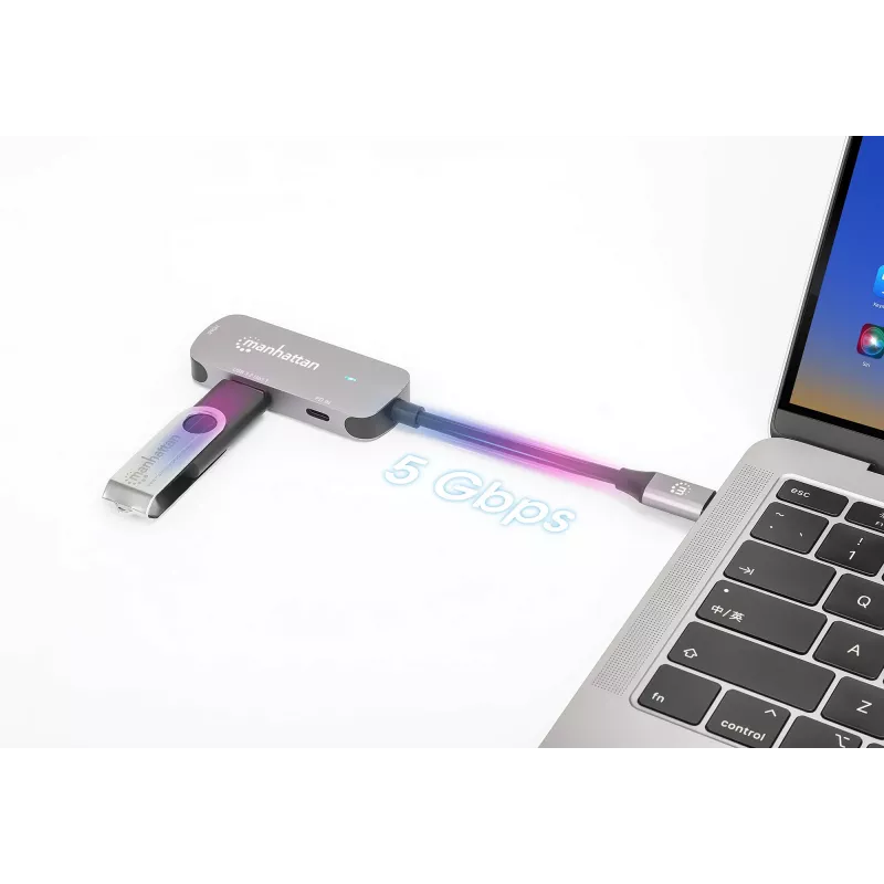 Manhattan dock/hub USB-C HDMI USB-A USB-C 100W Power Delivery 4K 60Hz
