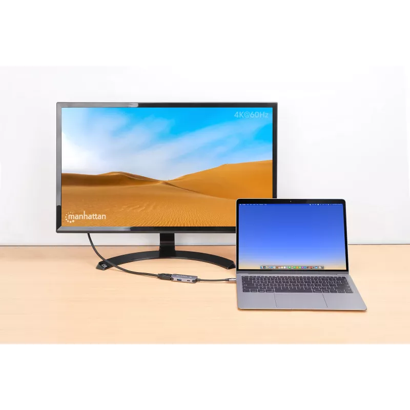 Manhattan dock/hub USB-C HDMI USB-A USB-C 100W Power Delivery 4K 60Hz