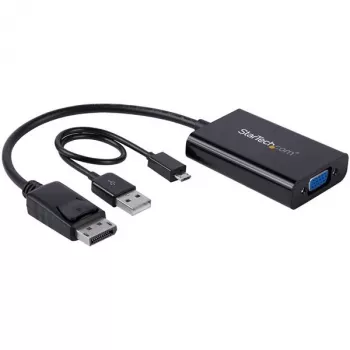 StarTech.com adattatore DisplayPort a VGA con audio, 0,184 m, 1920 x 1200 pixel, 1080p, nero, convertitore video attivo, 0 - 70 °C