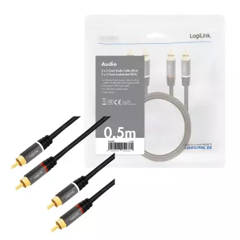 Cavo audio LogiLink CA1201 0,5 m 2 x RCA nero