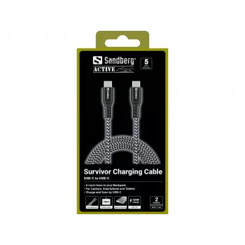 Cavo USB-C Sandberg Survivor 2M 100W nero bianco