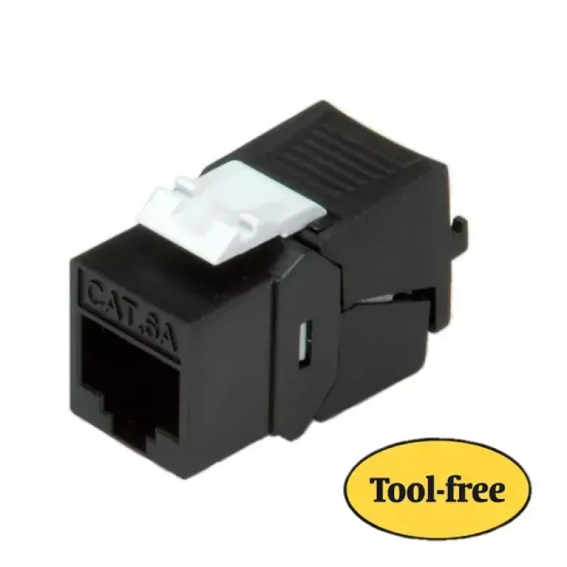 Keystone Jack ROLINE Cat. 6a RJ-45 non schermato senza attrezzi sottile nero