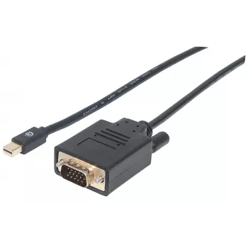 Cavo Manhattan Mini DisplayPort 1.2a su VGA, 1080@60Hz, attivo, 1,8 m, connettore maschio a maschio, nero, sacchetto in polietilene