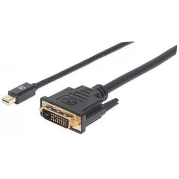 Cavo Manhattan Mini DisplayPort 1.2a su DVI-D 24+1, 1080p@60Hz, 1,8 m, connettore maschio a maschio, compatibile con DVD-D, nero, garanzia a vita