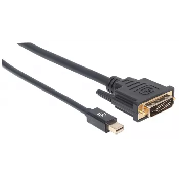 Cavo Manhattan Mini DisplayPort 1.2a su DVI-D 24+1, 1080p@60Hz, 1,8 m, connettore maschio a maschio, compatibile con DVD-D, nero, garanzia a vita