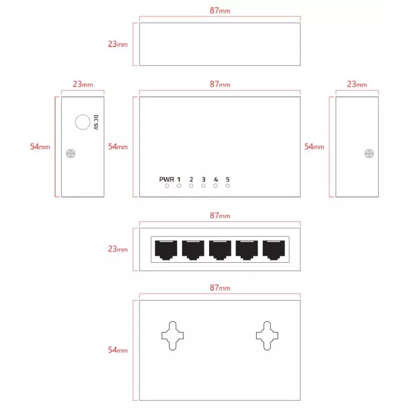 Switch Lanview LVN-DESK-5PORT-1G non gestito 5 porte Gigabit Ethernet