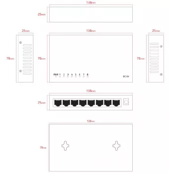 Switch non gestito Lanview LVN-DESK-8PORT-1G — switch desktop Ethernet 8 porte 1 Gbps