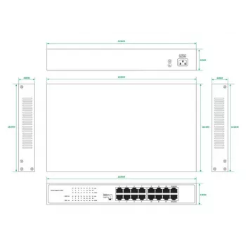 Switch non gestito Lanview LVN-1U-16PORT-1G 16 porte 1 Gbit/s Ethernet, montaggio a rack 1U