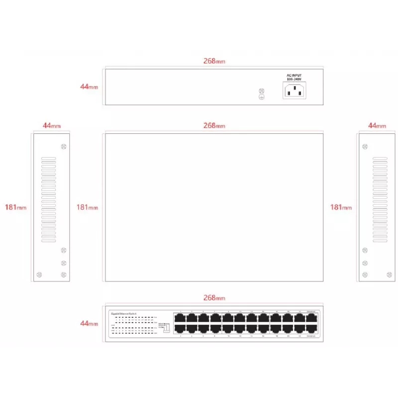 Switch non gestito Lanview LVN-1U-24PORT-1G — 24 porte Full Gigabit rackmount
