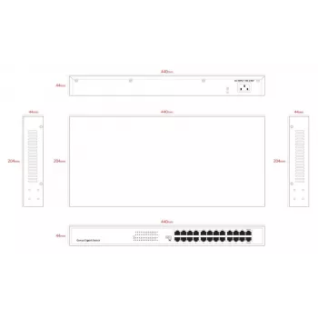Switch non gestito Lanview LVN-1UMOUNT-24PORT-1G switch Gigabit Ethernet 24 porte, installazione 1U