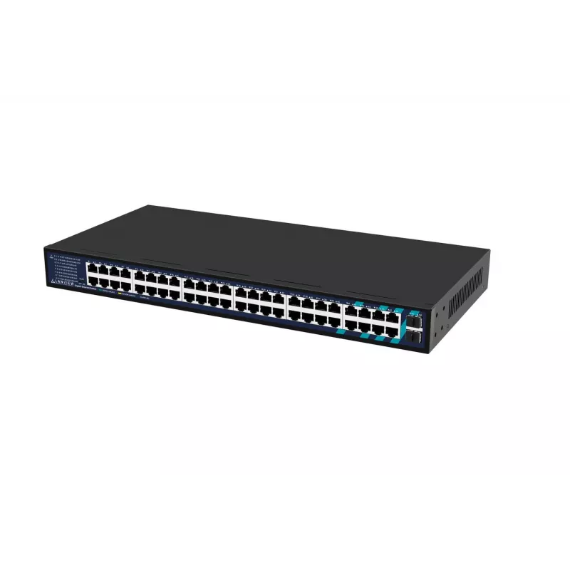Switch non gestito Lanview LVN-1UMOUNT-48PORT-2SFP-1G — 48x porte RJ45 1G, 2x uplink SFP