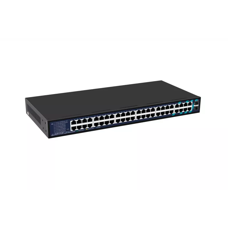 Switch non gestito Lanview LVN-1UMOUNT-48PORT-2SFP-1G — 48x porte RJ45 1G, 2x uplink SFP