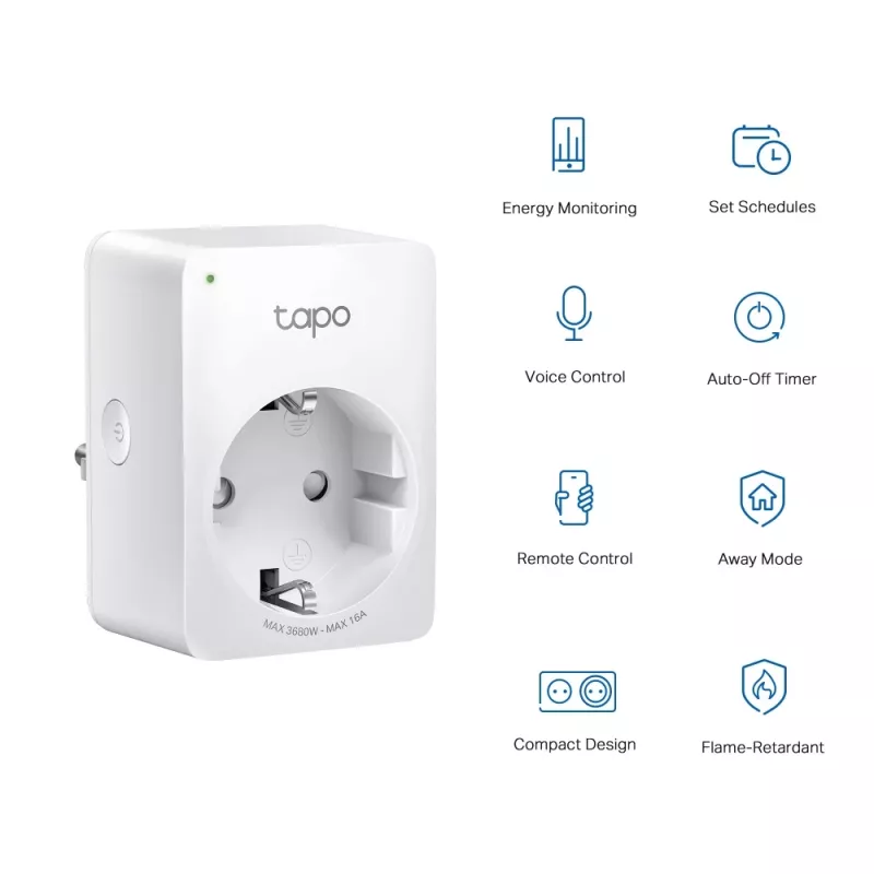 TP-Link Tapo P110 Mini presa smart Wi-Fi, monitoraggio dei consumi energetici (2 pz.)