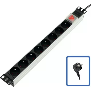 Lanview TUPS031 ciabatta 19", 8 prese, tutto alluminio, con interruttore on/off